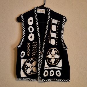 VINTAGE SWEATER VEST × Marisa Christina Collection, XL, Black Vest